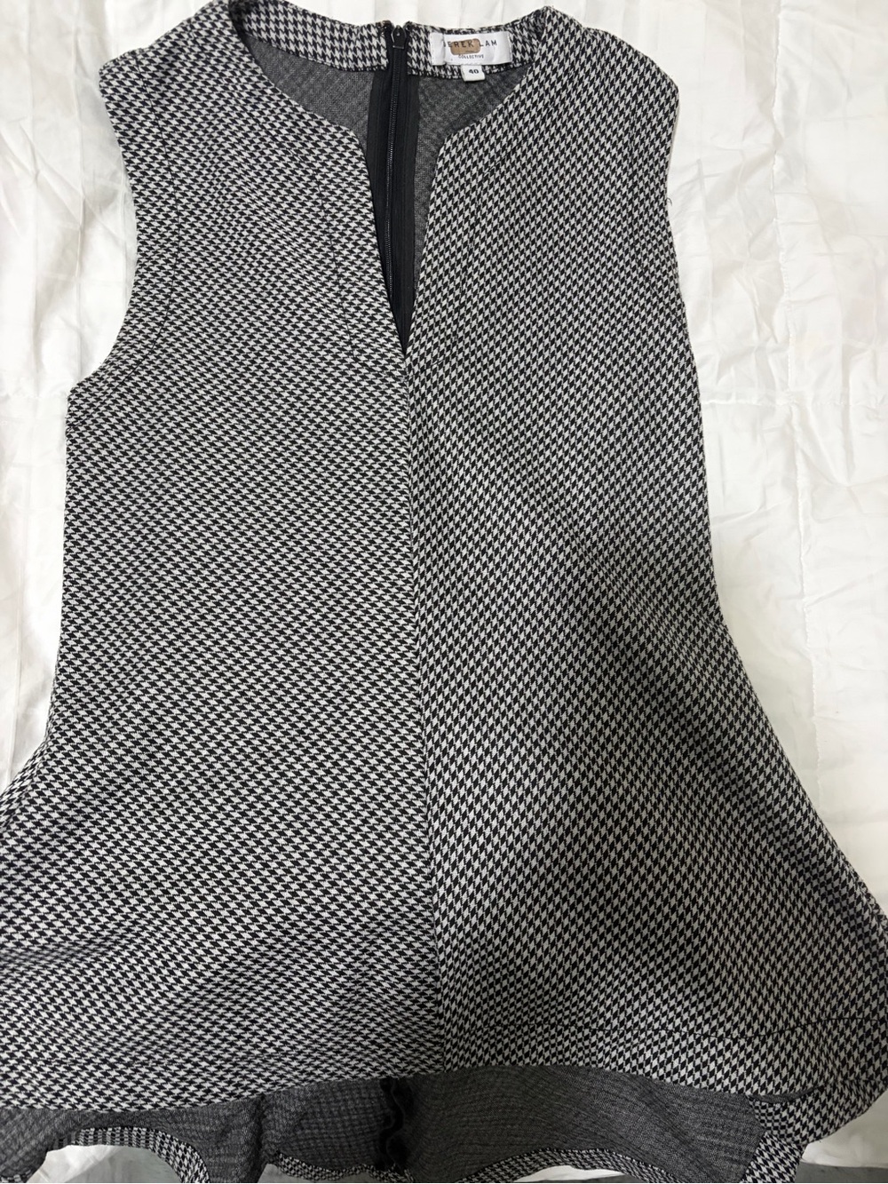 Derek Lam Black and White Houndstooth Sleeveless Peplum Top- very cute and class